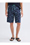 Navy Blue Knee Length Patterned Men's Swim Shorts - 2
