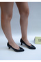 1444 Eren Shoes&Bag Genuine Leather Buckle Detailed Low Heeled Women's Daily Stiletto Shoes Real Leather Black Skin - 7