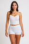 Women's White Top and Bottom Lace Detailed Shorts Stylish Nightgown Set – Comfortable and Suitable for Casual Combinations
