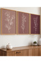 Natural Wood Framed 3-Piece Burgundy Floral Patterned Wall Painting Decorative Wall Decor for Living Room Living Bedroom Kitchen - 2