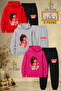 Children's Unisex 3Lu Pembis Peri Half Microphone Printed Hooded Tracksuit Set