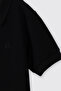 Boy's Collared Short Sleeve Black T-Shirt - 2