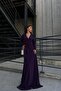 Crepe Fabric Double Breasted Collar Slit Maxi Evening Dress