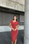 Sandy Fabric Fish Cut Midi Evening Dress - 2