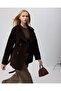 Belted/Short Cashmere Coat Brown - 5