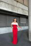 Madonna Collar Fish Cut Evening Dress