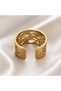 Openwork Patterned Wide Form Gold Color Steel Adjustable Ring - 3