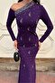 Crepe Fabric One Shoulder Evening Dress - 2