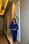 Satin Fabric Square Neckline Fish Cut Evening Dress - 4
