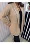 Women's Beige Shawl Collar Knitwear Cardigan |   Oversize & Comfortable Model - 2