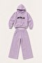Girl's Hooded Fleece-Lined Cat Embroidered Winter Set - 5