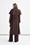 Cape Detailed Belted Brown Coat 14153 - 6