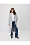 Medallion Buttoned Double-Breasted Coat Light Gray - 4