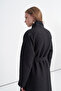 Belted Double-Breasted Long Black Giy Çık 14127 - 6