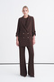 Double-Breasted Collar Accessory Detailed Oversize Long Lined Brown Jacket 0002 - 2