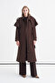 Cape Detailed Belted Brown Coat 14153 - 2