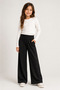 Girls' 4-12 Years Old Spanish Flared Thick Woven Stone Detailed Spanish Flared Pants Leggings – Black Color Daily and Special Wear