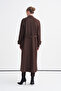 Wide Collar Cashmere Brown Coat with Buckle Belt 14139 - 6