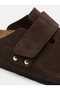 Mc402-Sue Brown Genuine Suede Leather Single Wide Band Unisex Orthopedic Cork Sole Sabo Slippers - 6