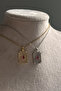 Red Stone Baguette Detailed Rectangular Necklace - 5