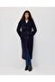 Medallion Buttoned Double-Breasted Coat Navy Blue