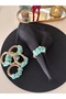 6-Piece Blue Floral Napkin Ring Tableware Napkin Holder Ring Presentation