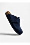 Mc402-Sue Navy Blue Genuine Suede Leather Unisex Orthopedic Cork Sole Sabo Slippers with Single Wide Band - 4