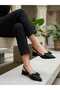 Women's Black Bow Detailed Open Back Casual Stylish Evening Dress Thick Short Heeled Shoes