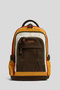 Vb Mugged Cotton Canvas Fabric Backpack School Bag Khaki-Cream - 2