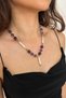Tımbıl Amethyst Natural Stone Baroque Pearl Special Design Pearl End Handmade Women's Necklace - 5