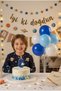 Planet Themed Space Concept Blue Glitter Number Candle and Balloon Stand Set - Birthday Party Decorations