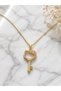 Women's Gold Key Figured Zircon Stone Elegant Chain Necklace Special Design Stylish Gift Necklace Suitable for Daily Use Sparkling Stone Detailed Modern Women's Jewelry Model - 3