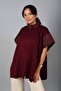 Women's Hooded Detailed Oversized Poncho Vest with Front Zipper Pockets - 2