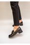 1442 Eren Shoes&Bag Genuine Leather Patent Leather Printed Buckle Detailed Thick Heeled Women's Casual Shoes Real Leather Black - 2