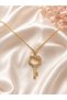 Women's Gold Key Figured Zircon Stone Elegant Chain Necklace Special Design Stylish Gift Necklace Suitable for Daily Use Sparkling Stone Detailed Modern Women's Jewelry Model