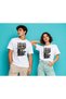 Unisex Women's Men's Regular 100% Cotton Printed Crew Neck Short Sleeve T-Shirt White-Black District - 2