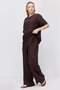 Women's Crinkle Textured Wide Leg Double Breasted Tie-Up Trousers - 2