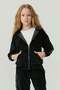 Girl's Sleeve Striped Detail Velvet Sweat Top