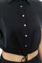 Women's Snap Fastener Short Sleeve Crop Shirt - 8