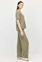 Women's Comfortable Cut Textured Pants with Elastic Waist - 4