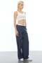 Color Mixed Trousers with Waist Detail - 4