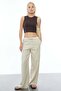 Color Mixed Trousers with Waist Detail - 6