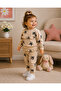 Baby Girl Cream Bow Patterned Ruffle Detailed Sweatshirt and Sweatpants 2-Piece Set - 4