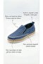 Gr0541 Genuine Nubuck Leather Stitching and Straw Appearance Daily Comfortable Use Blue Men's Casual Shoes - 4