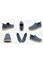 Gr0541 Genuine Nubuck Leather Stitching and Straw Appearance Daily Comfortable Use Blue Men's Casual Shoes - 2