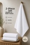 Set of 2 270Gr 50X90 cm White Hand and Face Towels 100% Cotton Soft Textured High Absorbent Plain Towels