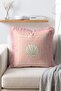Pastel Pink Oyster Shell Patterned Framed Fringed Throw Pillow Cover - 3