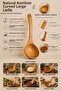 Natural Bamboo Large Ladle 29X9 cm – Soup, Food, and Rice Serving and Mixing Spoon, Non-Scratch Ergonomic Curve Handle Wooden Kitchen Ladle - 2