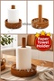 Wicker Rattan Paper Towel Holder Desktop Towel Stand - Wooden & Wicker Finish Decorative Paper Towel Holder Napkin Holder