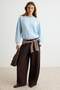 Açık Mavi Kalın Şardonsuz Oversize/Geniş Kesim Omzu Açık Örme Sweatshirt TWOAW27SW00046 - 2